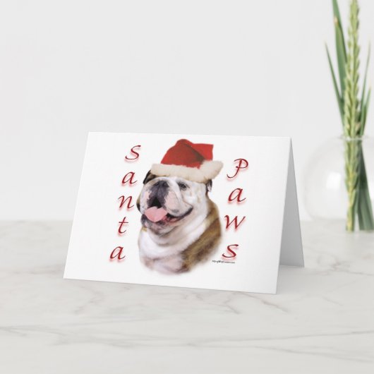 Bulldog Santa Paws Feiertagskarte (Vorderseite)