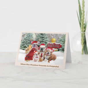 Bulldog santa und Family Christmas Cards Feiertagskarte