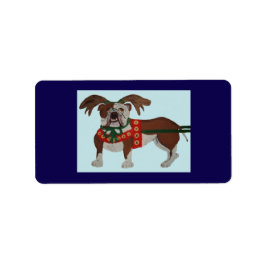 Bulldog Santa's Rentiere Adressaufkleber