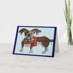 Bulldog Santa's Rentiere Karte