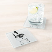 Bulldog - schau nach oben, kühl nach B&W Glasuntersetzer (Schrägansicht)