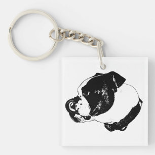 Bulldog-Schlüsselanhänger mit Linien-Charm Schlüsselanhänger