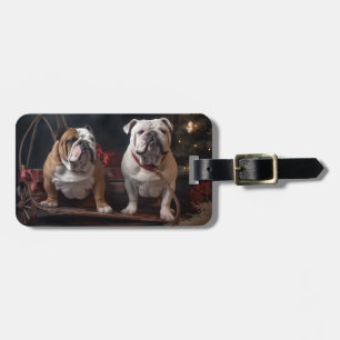 Bulldog Schnee-Schlitten Weihnachtsdekoration Gepäckanhänger