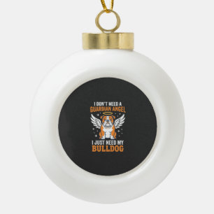 Bulldog Schutzengel Hund Keramik Kugel-Ornament
