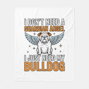 Bulldog Schutzengel Vintage Hundeliebhaber-Shirt D Fleecedecke