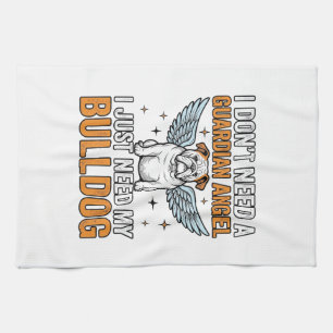 Bulldog Schutzengel Vintage-Hundeliebhaber-Shirt D Geschirrtuch