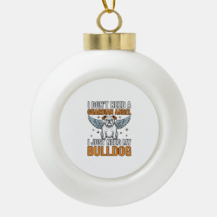 Bulldog Schutzengel Vintage Hundeliebhaber-Shirt D Keramik Kugel-Ornament