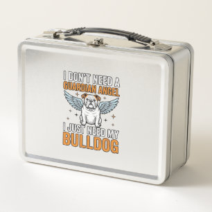 Bulldog-Schutzengel Vintage-Hundeliebhaber-Shirt D Metall Brotdose