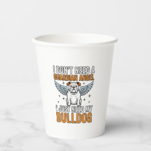 Bulldog Schutzengel Vintage-Hundeliebhaber-Shirt D Pappbecher