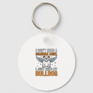 Bulldog Schutzengel Vintage-Hundeliebhaber-Shirt D Schlüsselanhänger