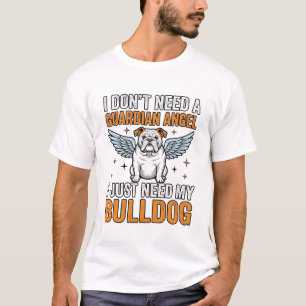 Bulldog Schutzengel Vintage-Hundeliebhaber-Shirt D T-Shirt