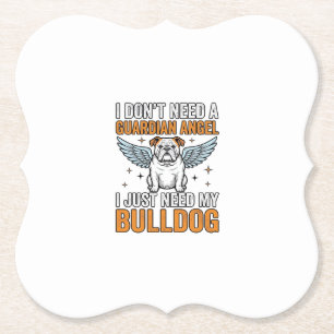 Bulldog Schutzengel Vintage Hundeliebhaber-Shirt D Untersetzer