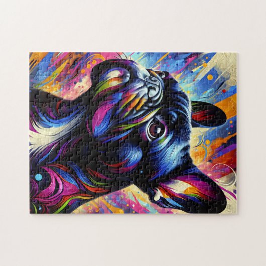 Bulldog-Schwarz-Acryl-Printwerbung | Farblich Puzzle (Horizontal)