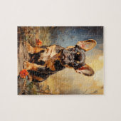 Bulldog-Schwarz-Bein-Welpe-Portrait Puzzle (Horizontal)
