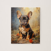 Bulldog-Schwarz-Bein-Welpe-Portrait Puzzle (Vertikal)
