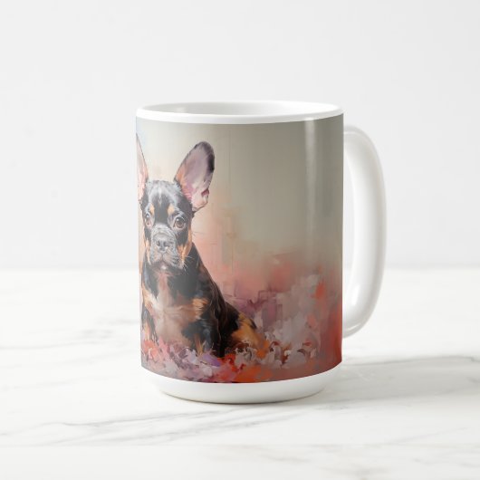 Bulldog schwarz und tan Welpe Kaffeetasse (VorderseiteRechts)