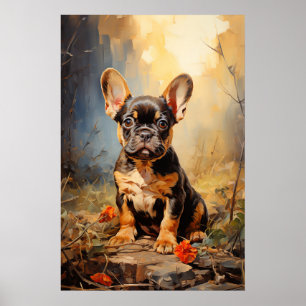 Bulldog schwarz und tan Welpe Poster