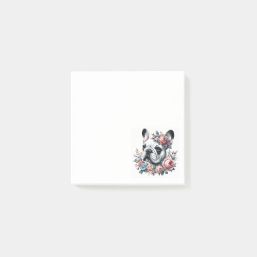 Bulldog Schwarz und Weiß Post-it Klebezettel (Vorderseite)