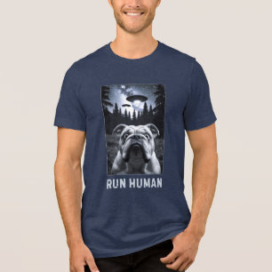 Bulldog Selfie UFO Fun und Quirky Geschenk Tri-Blend Shirt