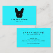 Bulldog-Silhouette aquamarin Visitenkarte (Vorne/Hinten)