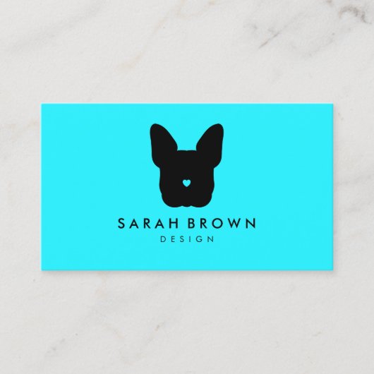 Bulldog-Silhouette aquamarin Visitenkarte (Vorderseite)