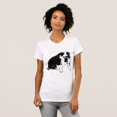 Bulldog Silhouette Black and White Graphic Art T-Shirt (Vorne ganz)