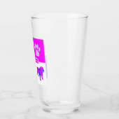 Bulldog Silhouette Dog & Paw Pink / Blau Glas (Links)