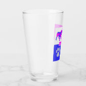 Bulldog Silhouette Dog & Paw Pink / Blau Glas (Rechts)