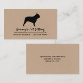 Bulldog-Silhouette | Französischer Hund Visitenkarte (Vorne/Hinten)