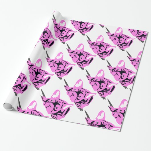Bulldog-Silhouette Geschenkpapier (Ungerollt)