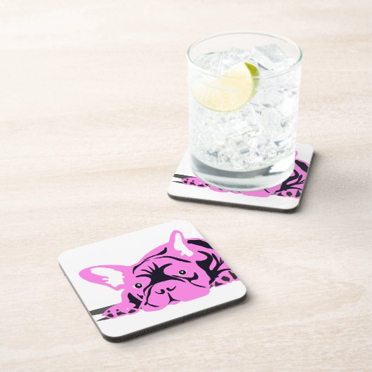 Bulldog-Silhouette Getränkeuntersetzer (Rechte Seite)