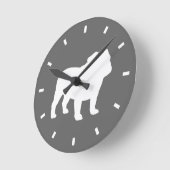 Bulldog Silhouette Grau und Weiß | Hunde Lover Runde Wanduhr (Winkel)