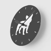 Bulldog Silhouette Grau und Weiße Hunde Lover Runde Wanduhr (Winkel)