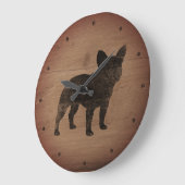 Bulldog-Silhouette | Hund Lover's Imitats Wood Große Wanduhr (Winkel)