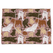 Bulldog-Silhouette in Brauntönen Große Geschenktüte (Vorderseite)