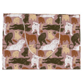 Bulldog-Silhouette in Brauntönen Große Geschenktüte (Rückseite)
