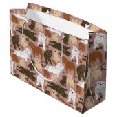 Bulldog-Silhouette in Brauntönen Große Geschenktüte (Rückseite Schrägansicht)