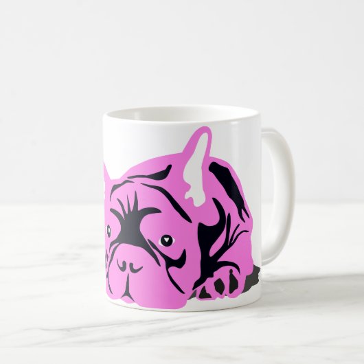 Bulldog-Silhouette Kaffeetasse (VorderseiteRechts)