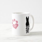 Bulldog-Silhouette mit Personalisierter Paw Kaffeetasse (VorderseiteRechts)
