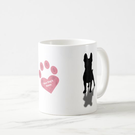 Bulldog-Silhouette mit Personalisierter Paw Kaffeetasse (VorderseiteRechts)