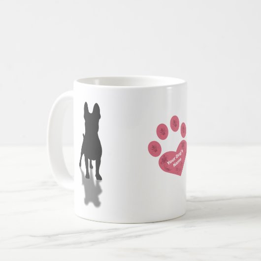 Bulldog-Silhouette mit Personalisierter Paw Kaffeetasse (Vorderseite Links)
