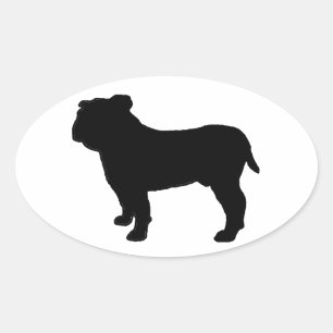 Bulldog-Silhouette Ovaler Aufkleber