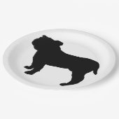 Bulldog-Silhouette Pappteller (Schrägansicht)