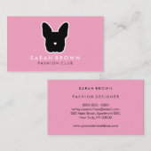 Bulldog Silhouette Pet Club Visitenkarte (Vorne/Hinten)