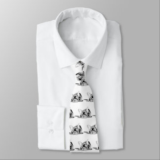 Bulldog-Silhouette schwarz-weiß Krawatte