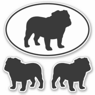 Bulldog Silhouetten Cool Hund Vinyl Sticker Set