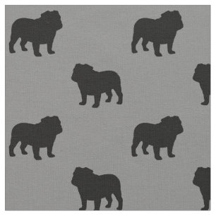 Bulldog-Silhouetten-Muster  Graue Hunde Stoff