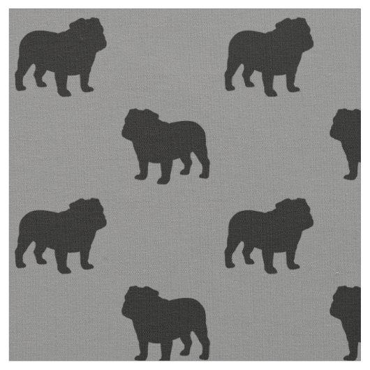 Bulldog-Silhouetten-Muster| Graue Hunde Stoff (Nahaufnahme)