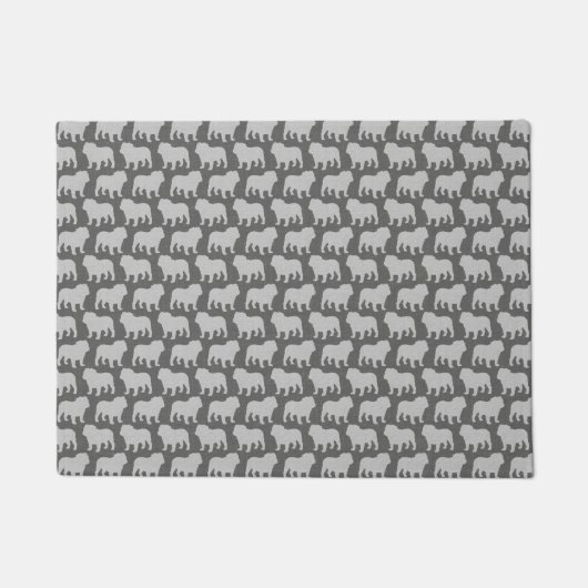 Bulldog-Silhouetten-Muster | Hund Lover's Gray Fußmatte (Vorderseite)