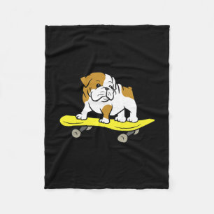Bulldog Skateboarding Hunde Skater Bulldog Fleecedecke